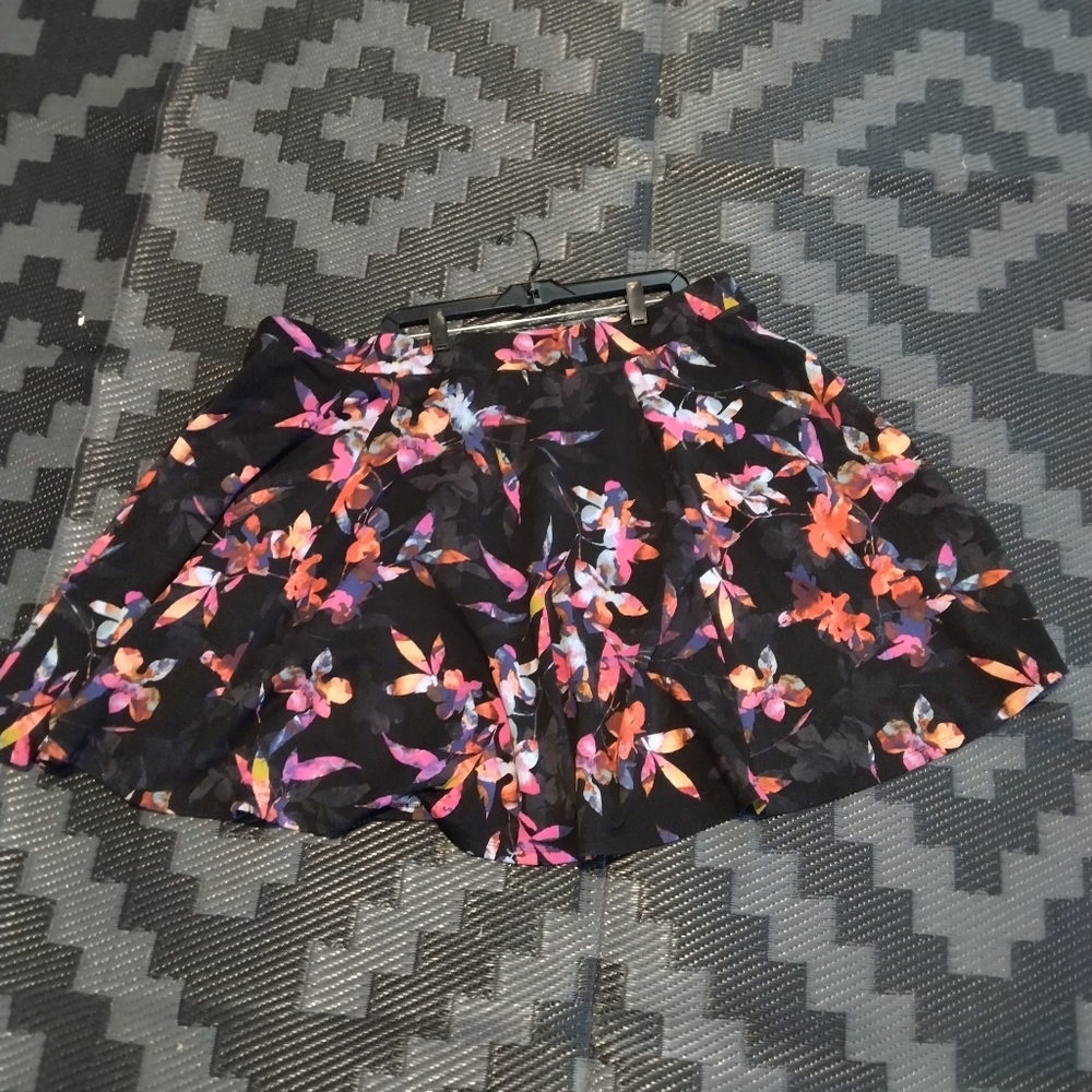 Floral Black Skirt